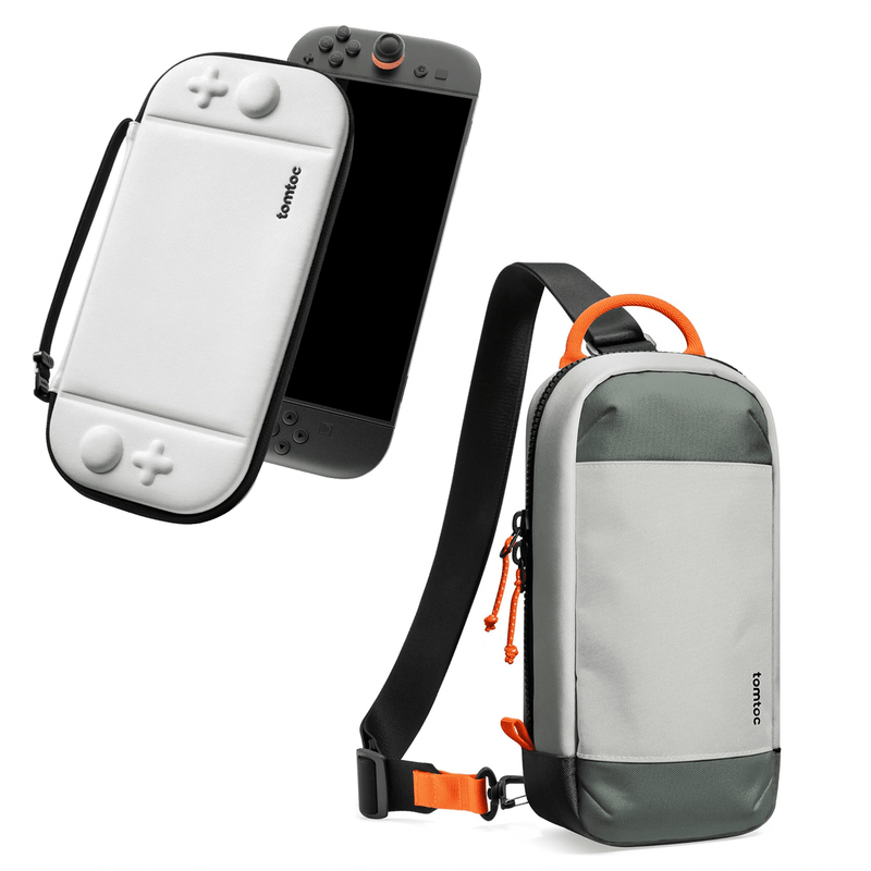 tomtoc Nintendo Switch 2 Game and Go Travel Bag and Case Bundle (Grey/White) - CGTT2GG4 Games