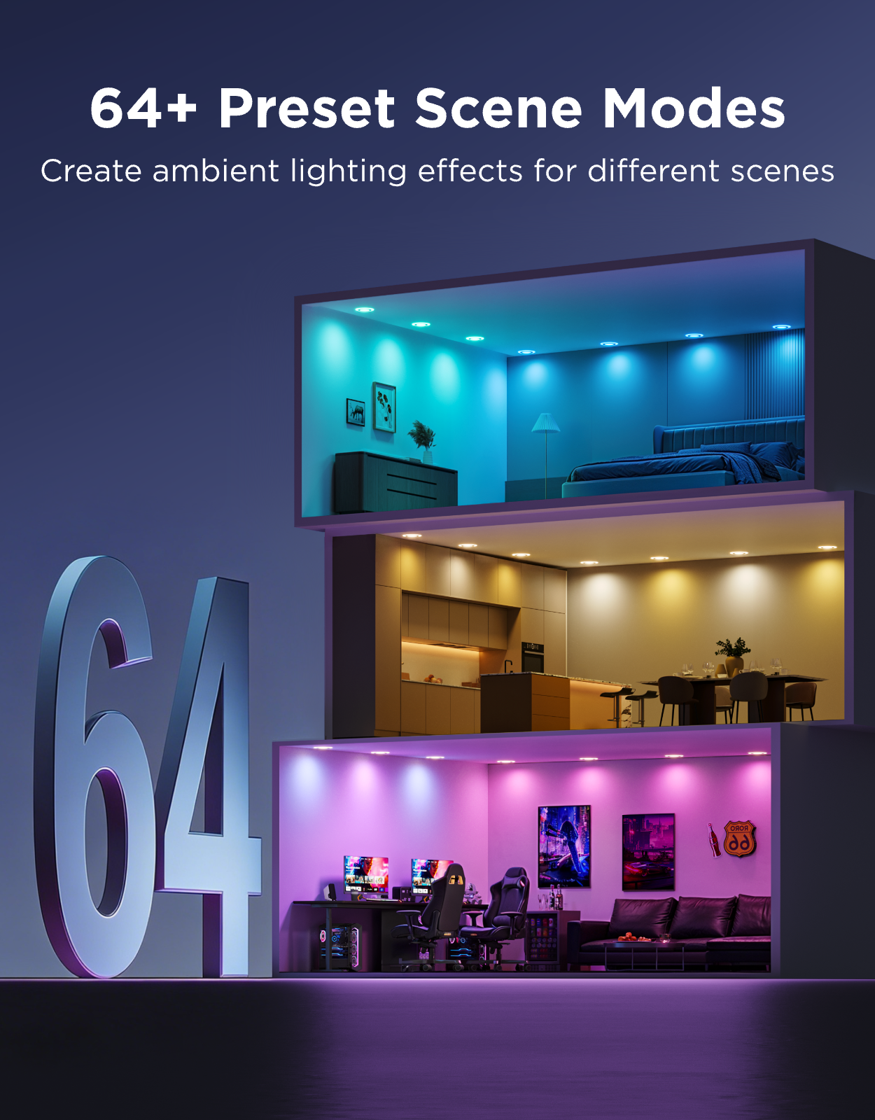 Govee Smart Colour Downlight 90mm 6-Pack Hard Bundle